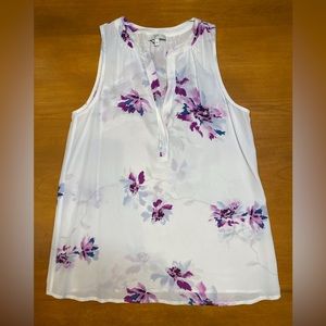 Like New Joie White and Floral Sleeveless Blouse